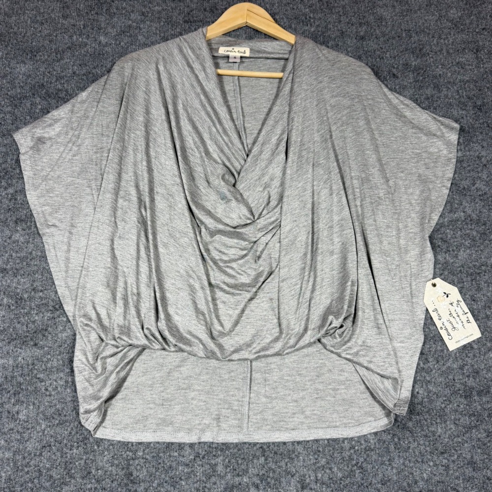 Cousin Earl Anthropologie Drape Neck Dolman Top Womens S Gray Stretch NWT